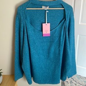 Victor Glemaud teal front cut out sweater